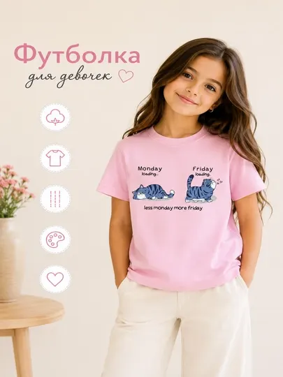 Детская футболка для девочек, трикотажная, с принтом
