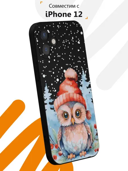 Мобилиус Чехол на iPhone 12 miniс принтом Новогодняя сова