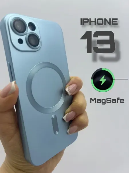 LOVRENT Чехол на iPhone 13 квадратные грани magsafe