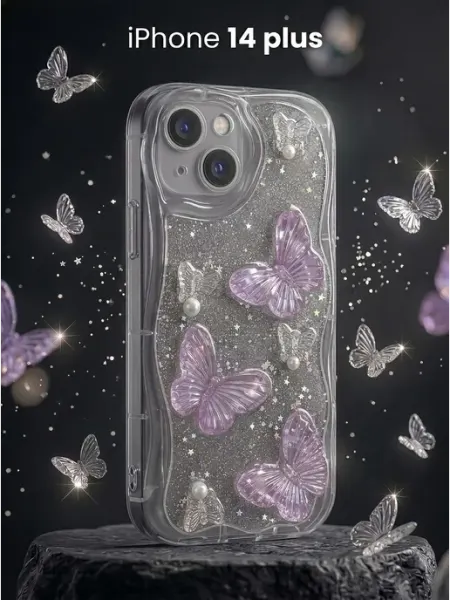 ЧЕХОЛБЕРИ Рельефный чехол с 3D бабочками на Apple iPhone 14 Plus