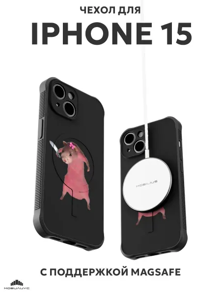 Мобилиус Чехол c MagSafe на iPhone 15 с принтом Мем