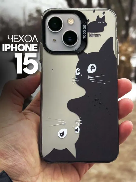 MGOO чехол на iPhone 15 милый котик