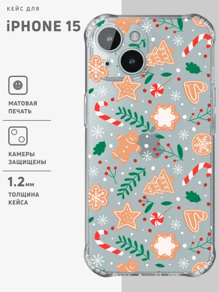 ONZO Прозрачный чехол на iPhone 15 с принтом Новый год