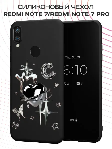 PBl store Чехол на Xiaomi Redmi Note 7 с принтом Сердце Y2K