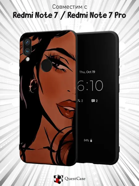 QuestCase Чехол на Xiaomi Redmi Note 7 с принтом Девушка