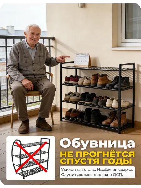 Полка для обуви в шкаф металлическая 70 см