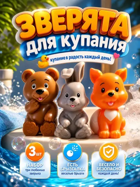 Капитошка Набор для ванной детский для купания резиновые тактильные