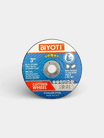 Отрезной диск по металлу и нержавеющей стали BIYOTI BYT-101008, 75х1.2х10 мм
