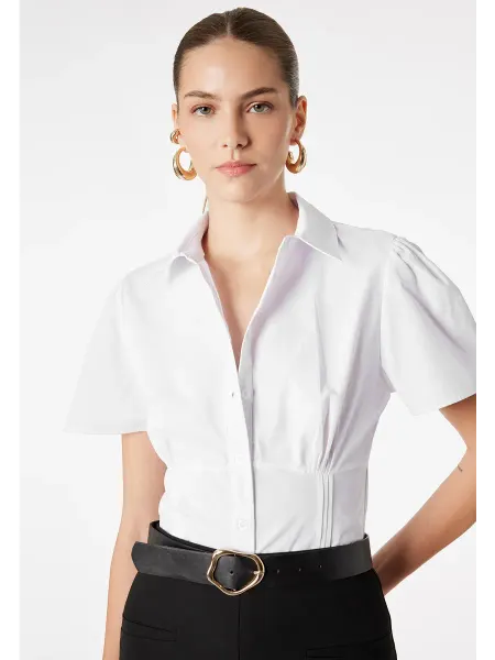 KOTON Рубашка с коротким рукавом из хлопка Slim Fit