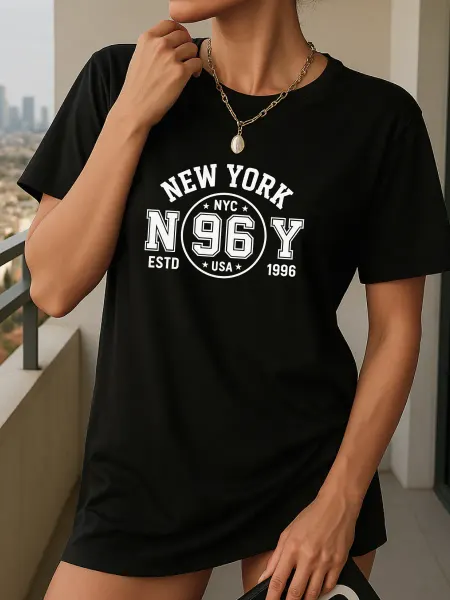 Univeles Летняя футболка женская с принтом New York хлопок