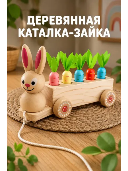 Деревянная развивающая игрушка зайчик сортер для малышей