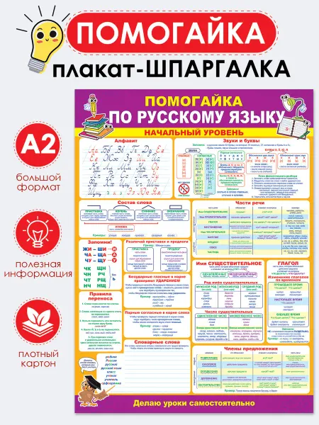 ТМ Помогайка Обучающий плакат по русскому языку для начальной школы