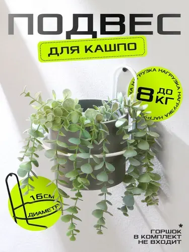 Подвес для кашпо Одиночка , d 16 см, настенный, золотистый