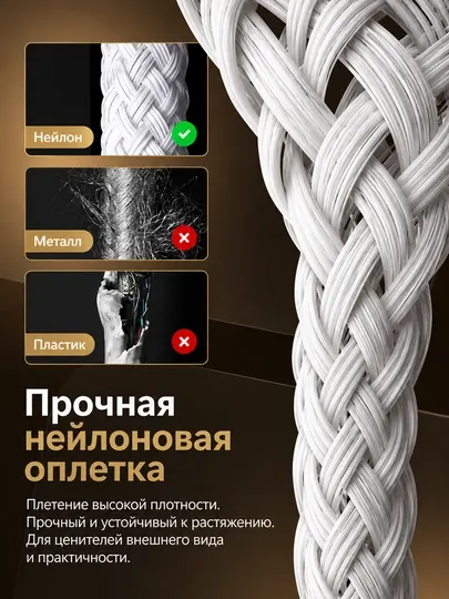 Кабель USB Type-C – Type-C, 60W, 6A, для быстрой зарядки и передачи данных, 1 м