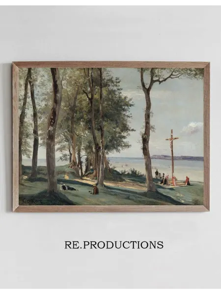 Re.productions Постер Honfleur, Calvary - Jean-Baptiste-Camille Corot