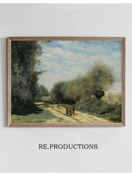 Re.productions Постер Crécy-En-Brie – Route - Jean-Baptiste-Camille Corot