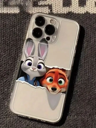Чехол для iPhone прозрачный с принтом Judy & Nick, ударопрочный силиконовый кейс