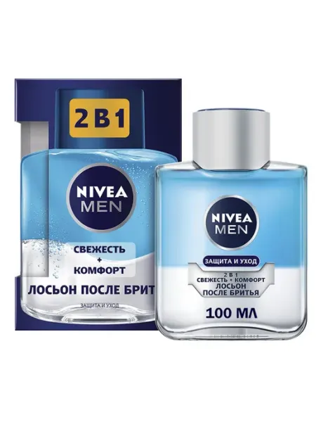 Лосьон после бритья Nivea 2в1 Свежесть-комфорт, 100мл, (1 шт)