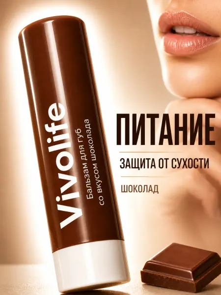 VIVOLIFE Бальзам для губ Шоколад питание и защита от сухости