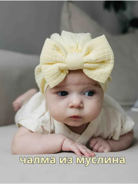 Chica kids Чалма детская тонкая с бантиком муслин