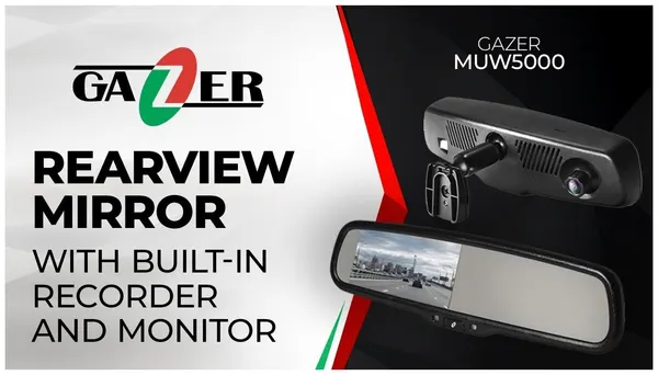 Видеорегистратор GAZER MUW5000, зеркалом заднего вида с экраном, черный
