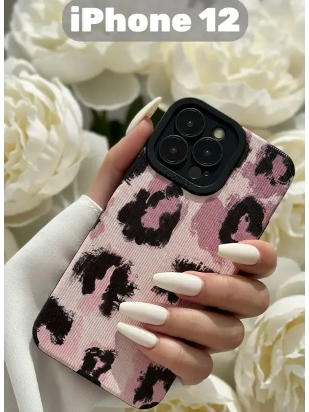GLAM CASE Чехол на iPhone 12 силиконовый с леопардовым принтом