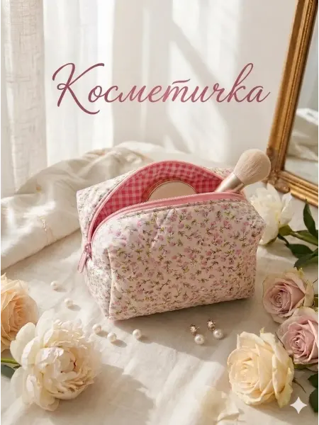 Косметичка женская тканевая в цветочек