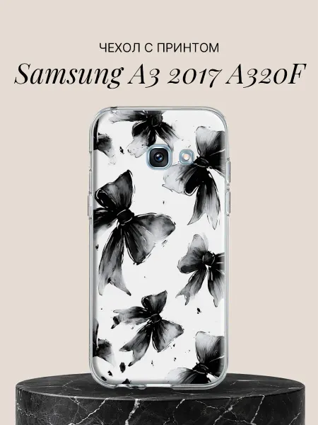 Samsung Чехол на A3 2017 A320F с принтом Чёрные банты