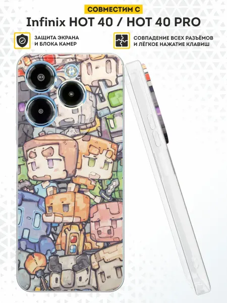 DesignOnCase Чехол на Infinix HOT 40 HOT 40 PRO с принтом Майнкрафт