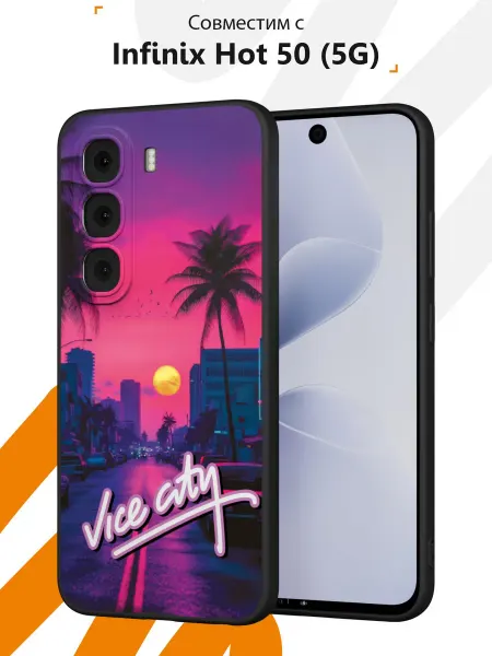 Мобилиус Чехол на Infinix Hot 50 (5G) с принтом Vice city