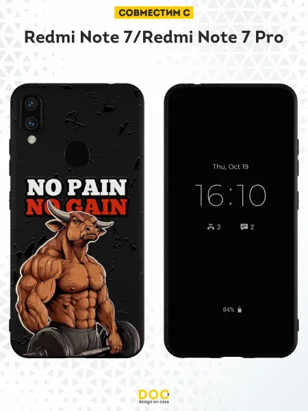 DesignOnCase Чехол на Xiaomi Redmi Note 7 с принтом бык