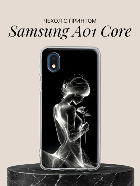 Samsung Чехол на A01 Core с принтом Девушка с розой в свете