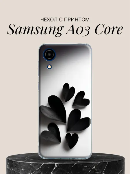 Samsung Чехол на A03 Core с принтом Чёрные лепестки