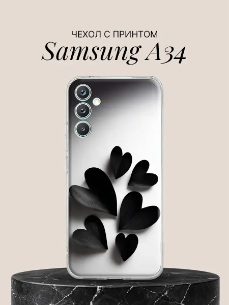 Samsung Чехол на A34 с принтом Чёрные лепестки