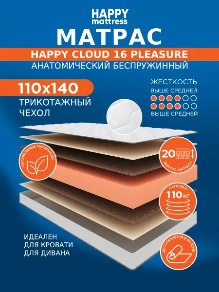 HAPPY MATTRESS Матрас CLOUD 16 PLEASURE KNIT 110х140 см ортопедический