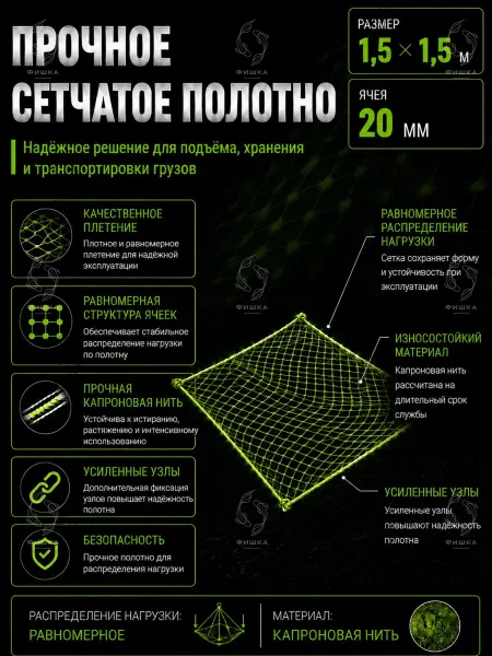 MILENA сетеполотно для подъемника сетевая сетка сеть 1.5х1.5 м