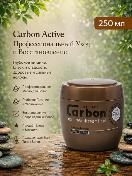 Бальзам для волос Active Carbon, углеродный, активный, 250мл