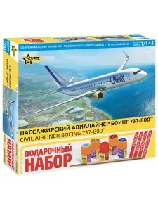 Сборная модель Zvezda Пассажирский авиалайнер Боинг 737-800 Подарочный набор