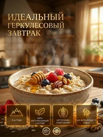 Хлопья овсяные Геркулес Алейка 400 г, натуральный крупный овес с Алтая