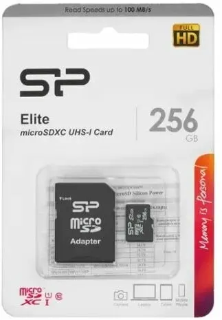 Карта памяти Silicon Power Elite microSDXC 256 ГБ (SP256GBSTXBU1V10SP) - Class 10, UHS Class 1, чтение - 85 Мбайт/сек