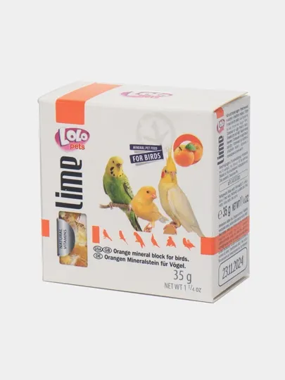 Минеральный блок LOLO Pets для попугаев цитрусовый, 35 г