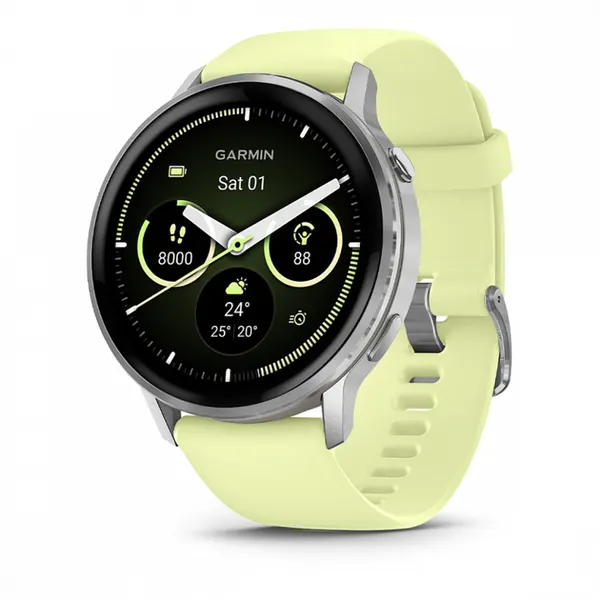 Умные часы Garmin Venu 4 45 mm Silver with Citron Silicone Band