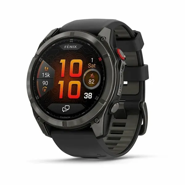 Умные сарт-часы Garmin Fenix 8 Pro 51 mm, AMOLED Sapphire, Carbon Gray DLC Titanium with Black/Pebble Gray Silicone Band
