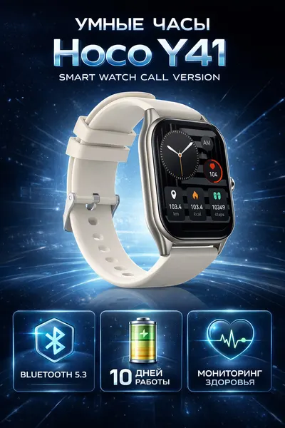 Hoco Умные часы Hoco Y41 Smart watch Call Version IP67, SpO2 серебро