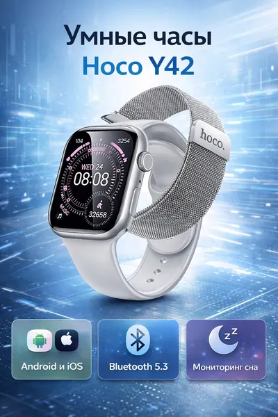 Hoco Смарт-часы с двумя ремешками Hoco Y42 Smart watch серебро