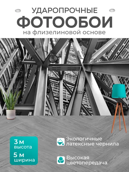 LotsPrints Фотообои "Архитектура, утюг, стали" 5x3м