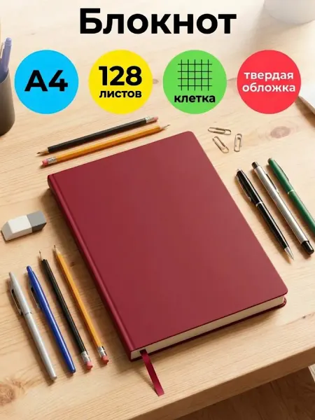 Полином Блокнот в твердой обложке А4 128 листов в клетку