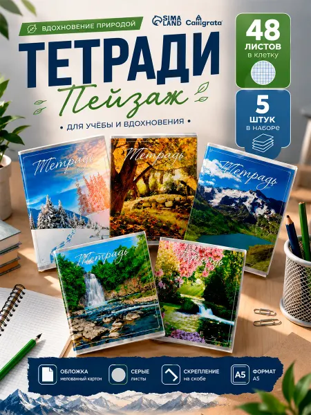 Calligrata Набор общих тетрадей 48 листов в клетку