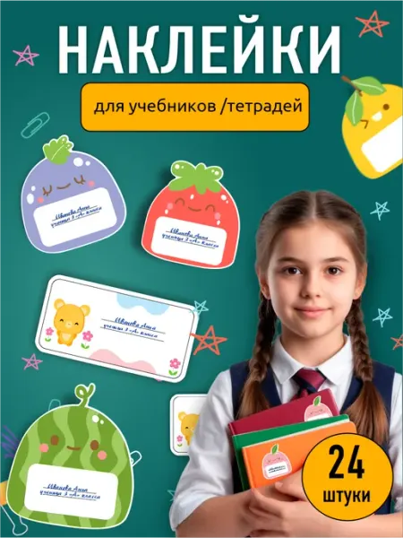 Pank.serg Наклейки маркировочные для тетрадей и учебника 24 штуки