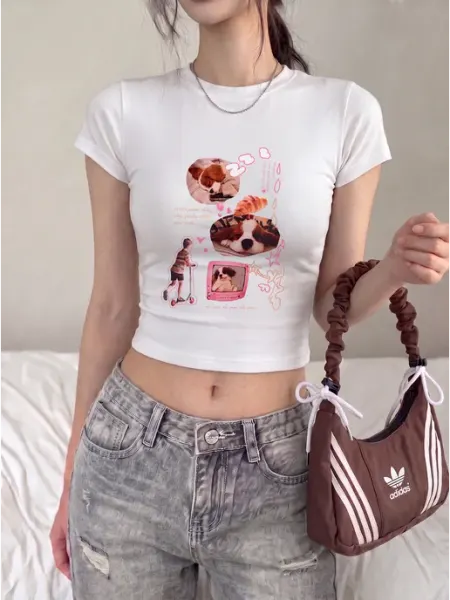 ХЭБЭШЕЧКА Футболка babytee скинни y2k cutecore kawaii